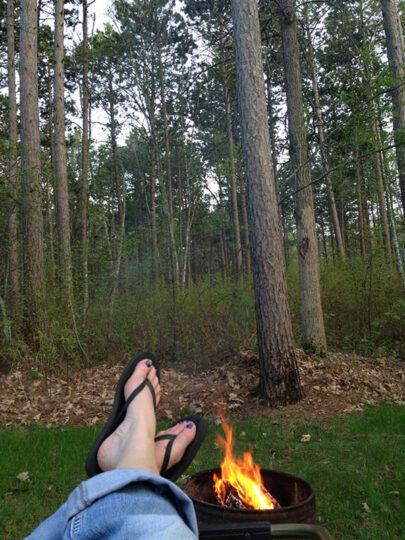 Feet Up By Campfire Orig